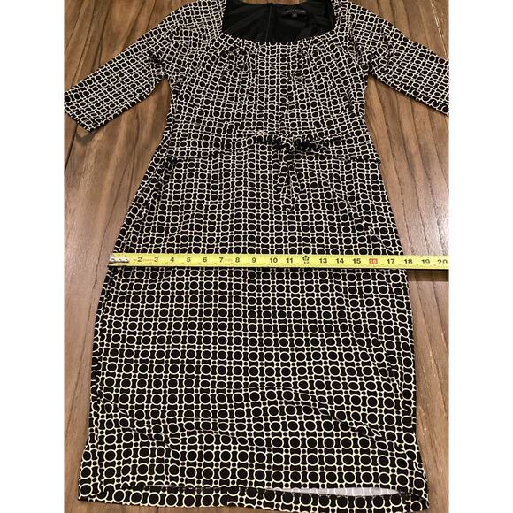 David Meister geo print Sheath a line Dress 3/4 Sleeve Front Tie Knee Length 10 - Picture 6 of 9
